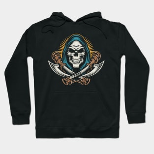 Bold Reaper Body Art - Unleash the Mystique of Death's Ink Hoodie